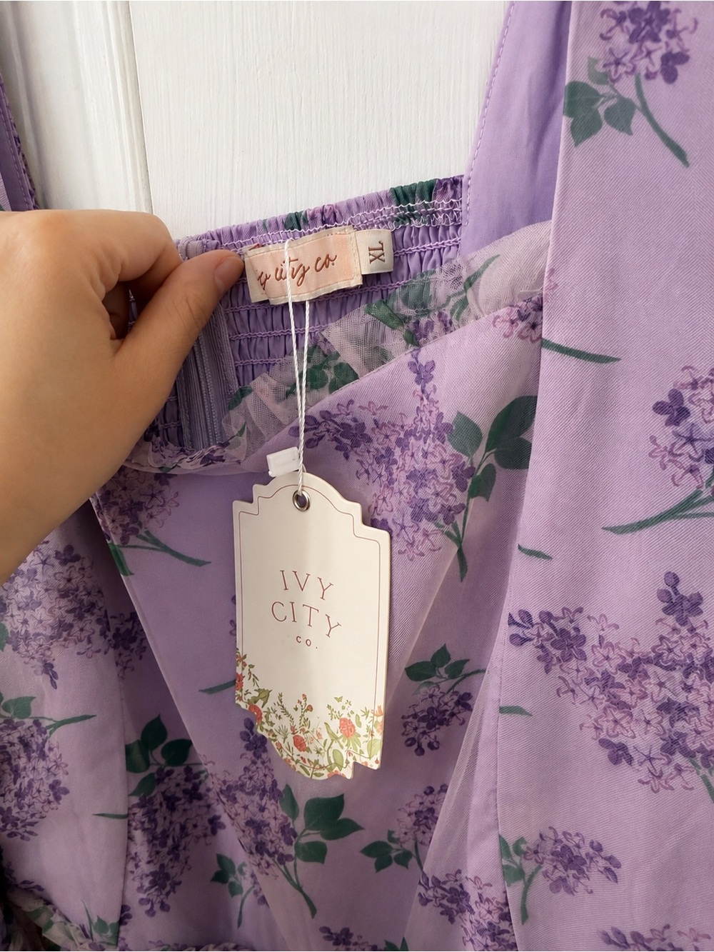 Ivy City Co Lavender Floral Ruffle Midi Dress - Picture 3 of 3